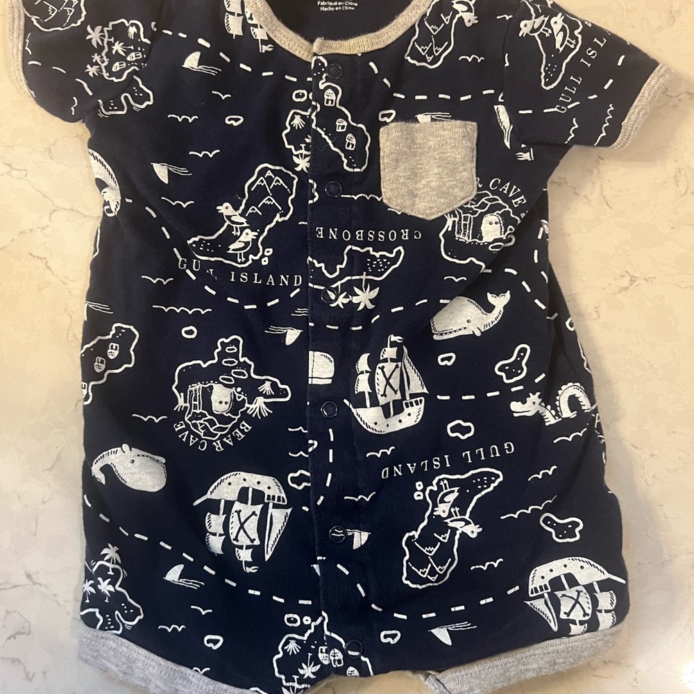 3 for $10 - Carter's Navy and White Pirate Romper